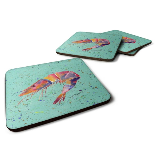 Carolines Treasures 8464-FC Set of 4 Shrimp Foam Coasters 3 1/2 x 3 1/2 multicolor