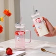 thumbnail image 3 of Insulated Glass Tumbler with Reusable Straw and Lid 400ML Leakproof Cup for Iced Coffee Juice Milk Cold Beverages, 3 of 4