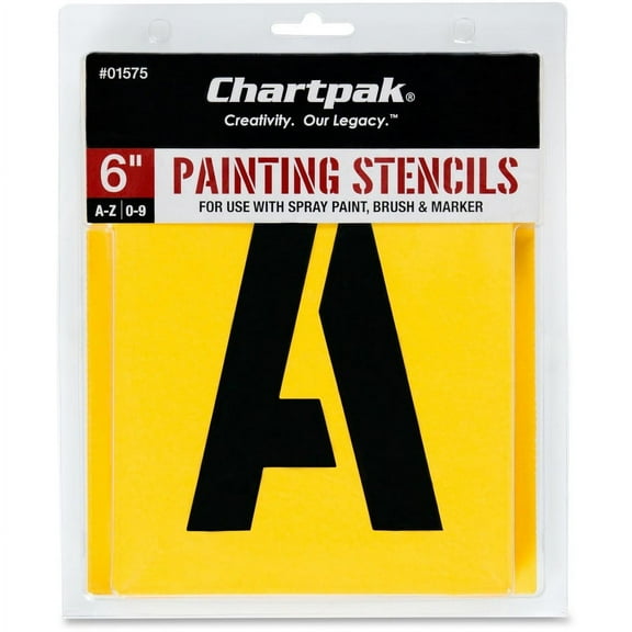 Chartpak Painting Stencil Set, A-Z Set/0-9, Manila, 35/Set