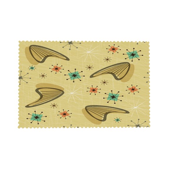 12x18in Dining Table Placemats Retro Mid Century Modern Atomic Age Set of 4 Non-Slip Heat-Resistant Washable Material Table Place Mats for Kitchen