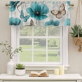 thumbnail image 2 of Teal Spring Floral Curtain Valances for Windows, Kitchen Valance Window Treatments Panel 2 Pack, Summer Botanical Butterfly Retro Rod Pocket Short Curtains for Bathroom Bedroom 60 x 18 Inch, 2 of 8