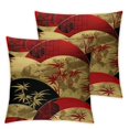 thumbnail image 2 of Acheng Gold Bamboo Plant Pillow Cover, Elegant Art Chinese Japanese Red Black Gold Bamboo Plant Square Decorative Throw Pillow Covers Cushion for Sofa Bedroom Car, Red, Set of 2 White, 2 of 6
