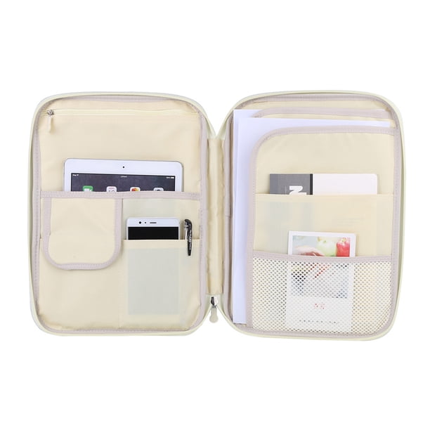 Organizador de portafolio de Bolsas de documents A4, 5 Colores, Carpeta de Viaje Impermable Con Múltiples Bolsillos Con Cremallera Para Notebook, Archivo, Telefono Móvil