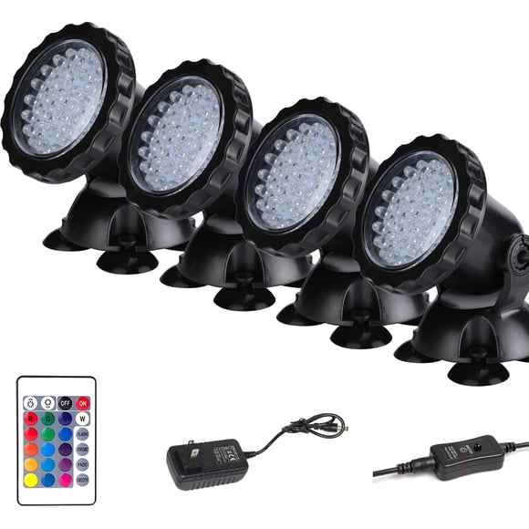 ZHGSERVU Pond Lights Submersible Color Changing Fountain Lights with Remote, 36 LED Bulbs Underwater Landscape Light Multi-Color