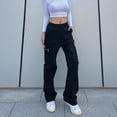 thumbnail image 2 of Pantalons Tendance pour Femmes Pantalons Crochet Tendance avec Poches et Fermeture Éclair Pantalons Droits Amples de Rue Mode, 2 of 6