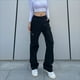 thumbnail image 2 of Pantalones de mujer de moda Pantalones de estilo crock de moda Pantalones con cremallera y bolsillo Pantalones rectos sueltos de calle moda, 2 of 6