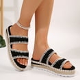 thumbnail image 5 of Rokment Stitching Espadrilles Platform Beach Sandals for Women Fashion Casual Height Increasing Flatform Comfortable Walking Chunky Flat Dress Slip on Slides Summer Vacation Black Size 6, 5 of 7