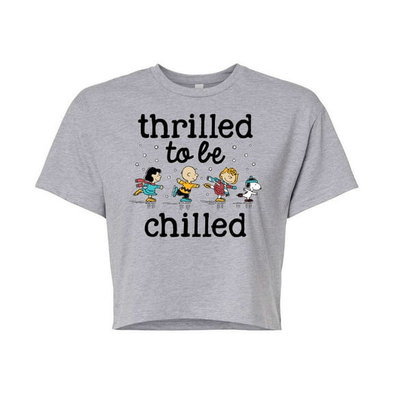 Peanuts - Thrilled To Be Chilled - Juniors Cropped Cotton Blend T-Shirt
