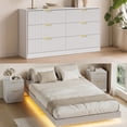 thumbnail image 2 of ASTUVIA 4-Piece Bedroom Set for Adult, Fluted Queen Floating LED Bed Frame with 2 Nightstands and Fluted 6 Drawer Dressers,White, 2 of 10