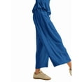thumbnail image 2 of Women'S 2-Piece Smocked Top & Wide-Leg Pants Set-High-Waisted Lounge Outfit with Pockets Casual Boho Set Blue M, 2 of 4