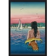 thumbnail image 1 of Mermaid & Beach - Lantern Press Artwork (24x36 Giclee Art Print, Gallery Framed, Black Wood), 1 of 1