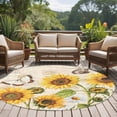 thumbnail image 4 of Yellow Sunflowers Round Area Rug 5Ft Washable Circle Rugs for Living Room Bedroom, Country Farm Butterfly Flower Light Beige Non-Slip Carpet Floor Mats Indoor Outdoor Carpet Runner Home Decor, 4 of 8
