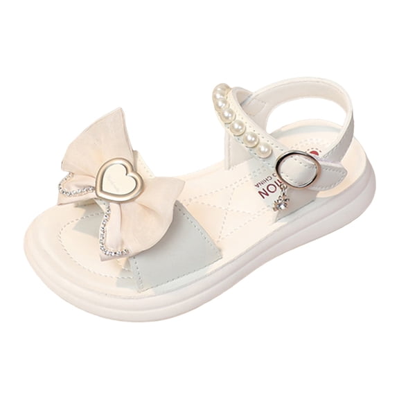 BRICH Girls Sandals Platform Dress Shoes Ankle Pearls Strap Open Toe Bowknot Sandals Summer Flower Shoes
