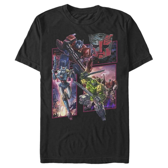 Men's Transformers Autobots Character Panels  Graphic Tee Black 2X Large