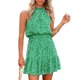 thumbnail image 1 of ICHUANYI Clearance Fashion Women Summer Floral Print Sexy Halter Casual Sleeveless Dress(Green, L) ICHUANYI WER2023080809444, 1 of 9
