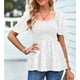 thumbnail image 3 of Blusa fruncida de manga corta, blusa de mujer de manga corta con busto fruncido, blusa de manga corta con volantes y fruncido, claridad notable, 3 of 6