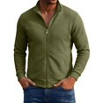 thumbnail image 2 of Mens Full Zip Cardigan Sweater Stand Collar Regular Fit Knit Sweaters, 2 of 6