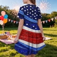 thumbnail image 4 of Grblisyd 4th of July Dresses for Girls USA Patriotic Short Sleeve Dress American Flag Crew Neck A Line Dress Independence Day Outfit with Pockets 7-8y, 4 of 6