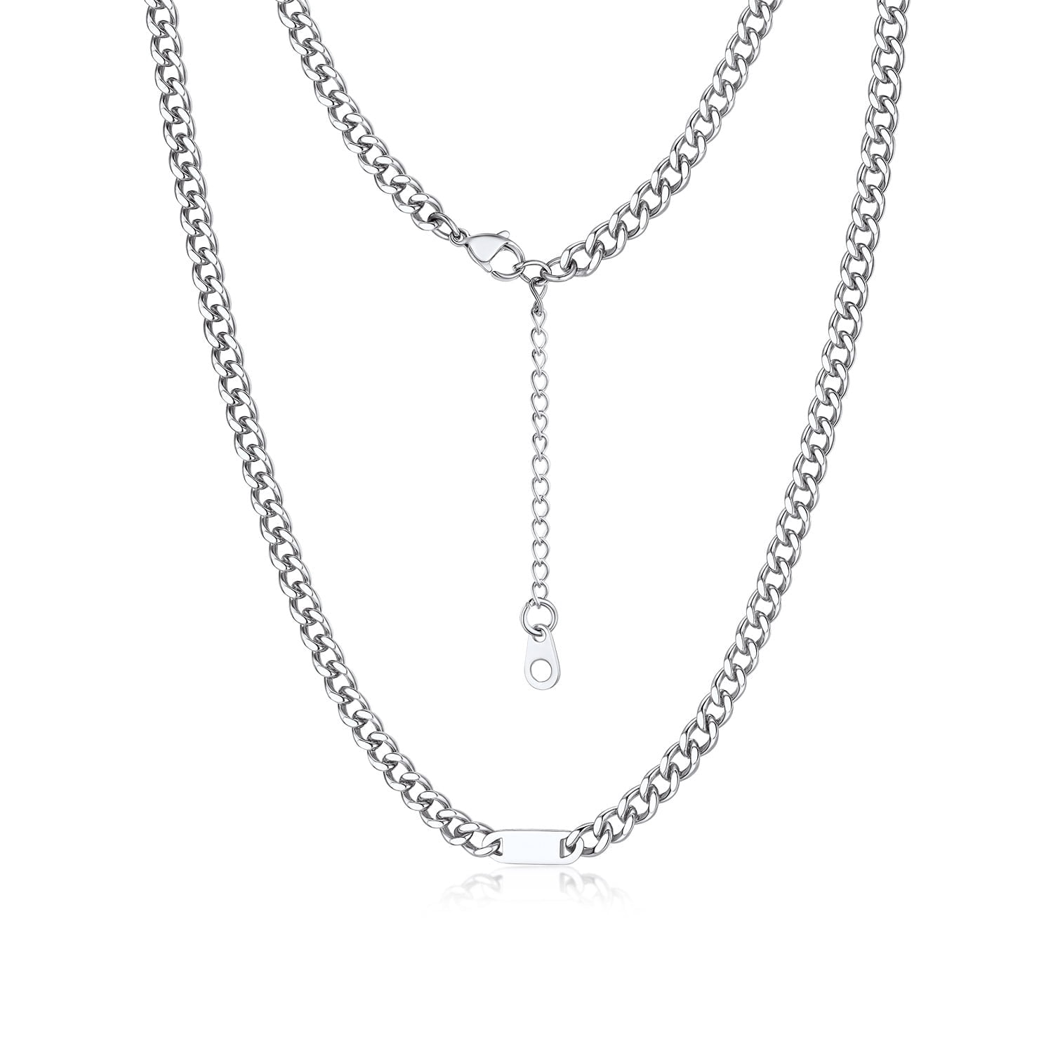 Bandmax 5MM Cuban Chain Choker Necklace for Men Women 18 Inches Stainless Steel Personalized Name Necklace for Family Gift for Birthday Christmas Graduation