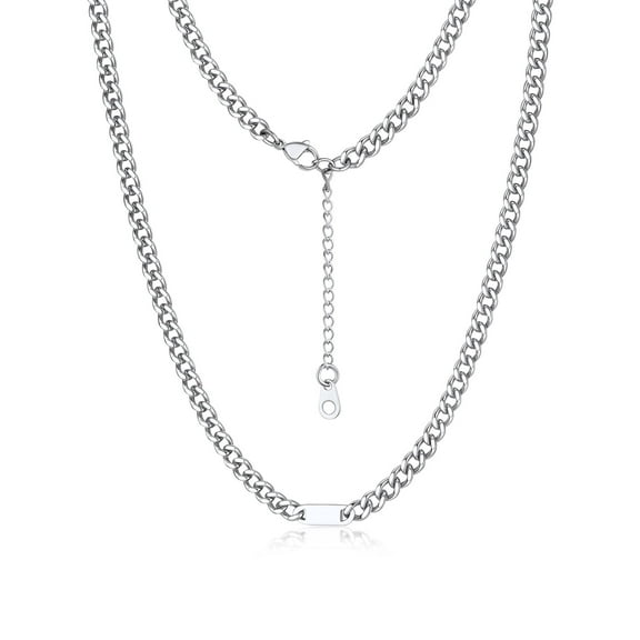 Bandmax 5MM Cuban Chain Choker Necklace for Men Women 18 Inches Stainless Steel Personalized Name Necklace for Family Gift for Birthday Christmas Graduation