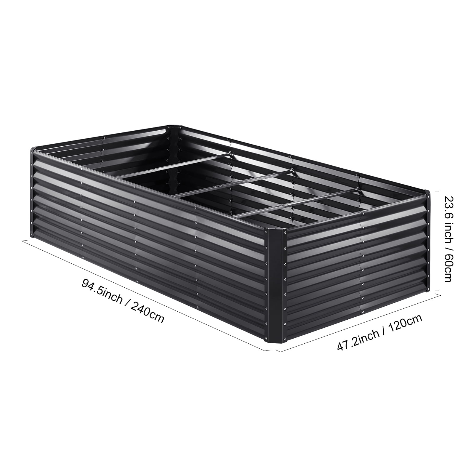 KFFKFF Galvanized Raised Garden Bed Planter Box 94.5x47.2x23.6" Flower Vegetable