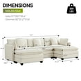 thumbnail image 4 of Domicare Modern 3 Seater Sectional Sofa with 2 Ottomans, Sofas for Living Room, Living Room Furniture，Beige, 4 of 9