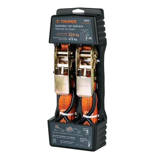 TRUPER 2 Pack Sujetadores c/Matraca Carga Max 675 kg SU-675R negro