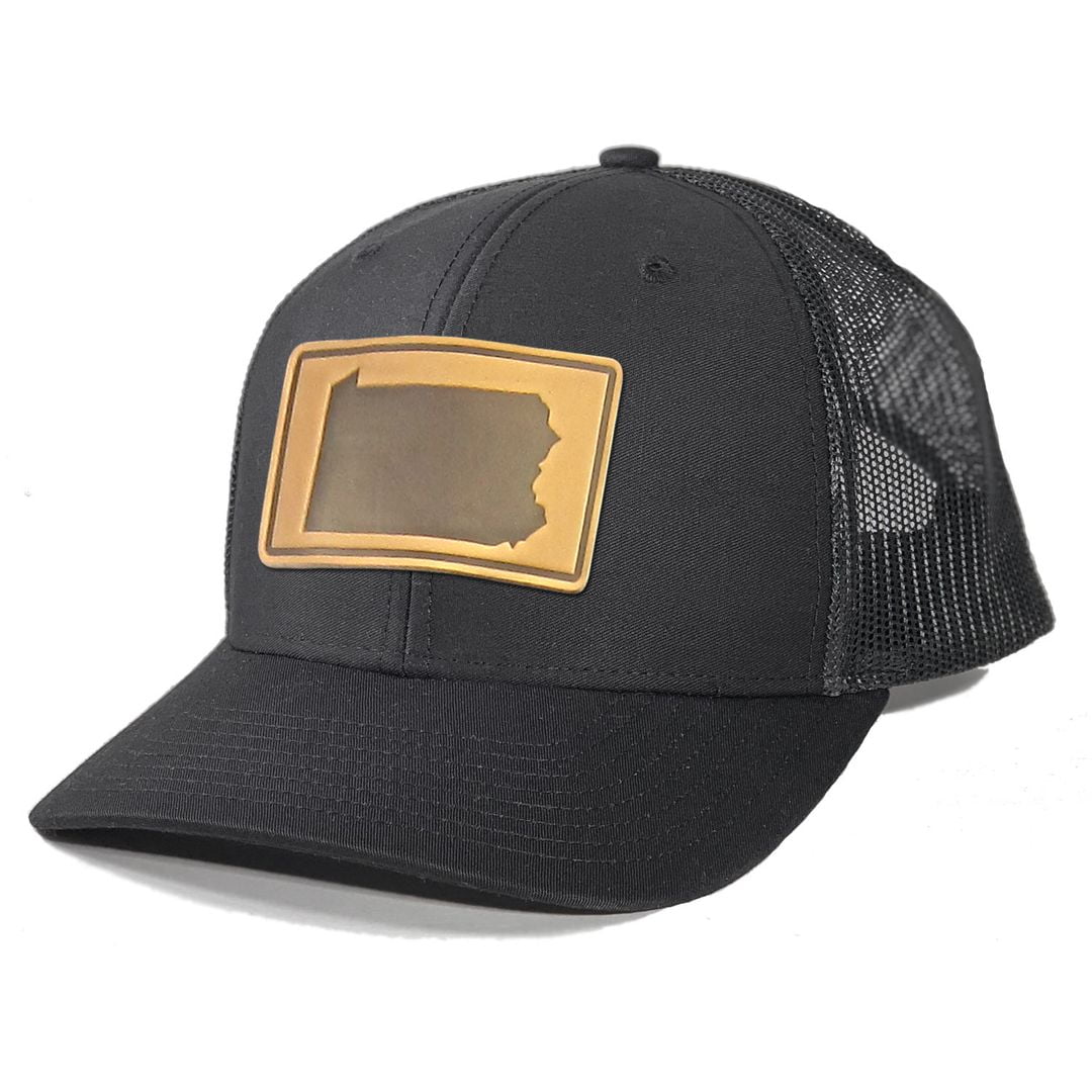 Homeland Tees Men's Pennsylvania Leather Patch Trucker Hat Black
