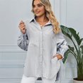 thumbnail image 4 of Womens Striped Button Down Shirts Long Sleeve Tunic Tops Black XL, 4 of 9