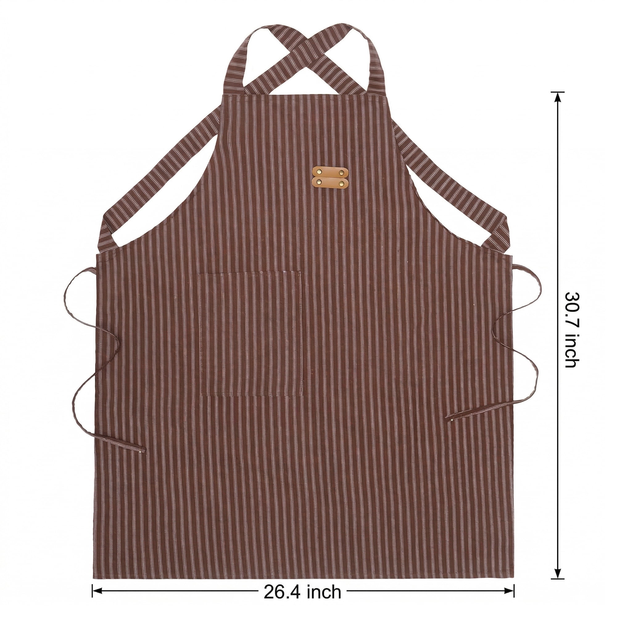 Unique Bargains Durable Polyester Kitchen Apron with Pockets for Cooking 26.4x30.7in Brown