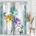 thumbnail image 5 of Farmhouse Floral Shower Curtain, Teal Yellow Purple Rustic Daisy and Butterfly Bathroom Curtain, Country Cottage Style Shower Curtains Set for Bathroom Decoration with Hooks, 72x72in, 5 of 5