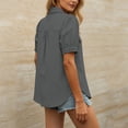 thumbnail image 5 of Tqcoqu Shirts for Women Puff Sleeve Button Down Summer Casual Fit Blouses Collared Work Tops,Gray,Women's S-XXL, 5 of 8