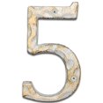 thumbnail image 2 of 5.5 Inch High Home Address House Numbers- Unique Cast Iron Metal Mailbox Number/Letters for Outside or Front Door, Handmade Gold & White Finish (Number 5), 2 of 10