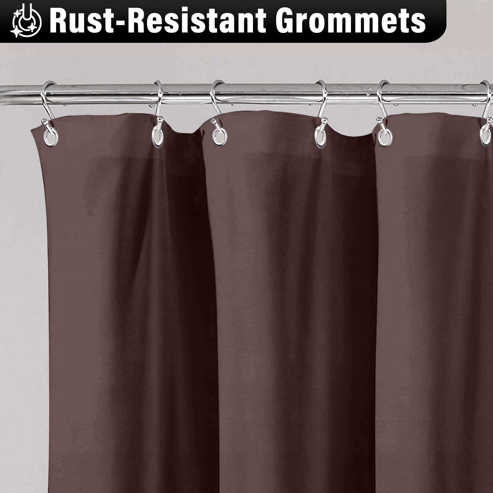 Lipa Farmhouse Ruffle Shower Curtain,Shabby Chic Shower Curtain with 12 Hooks,Brown,72" x 72"