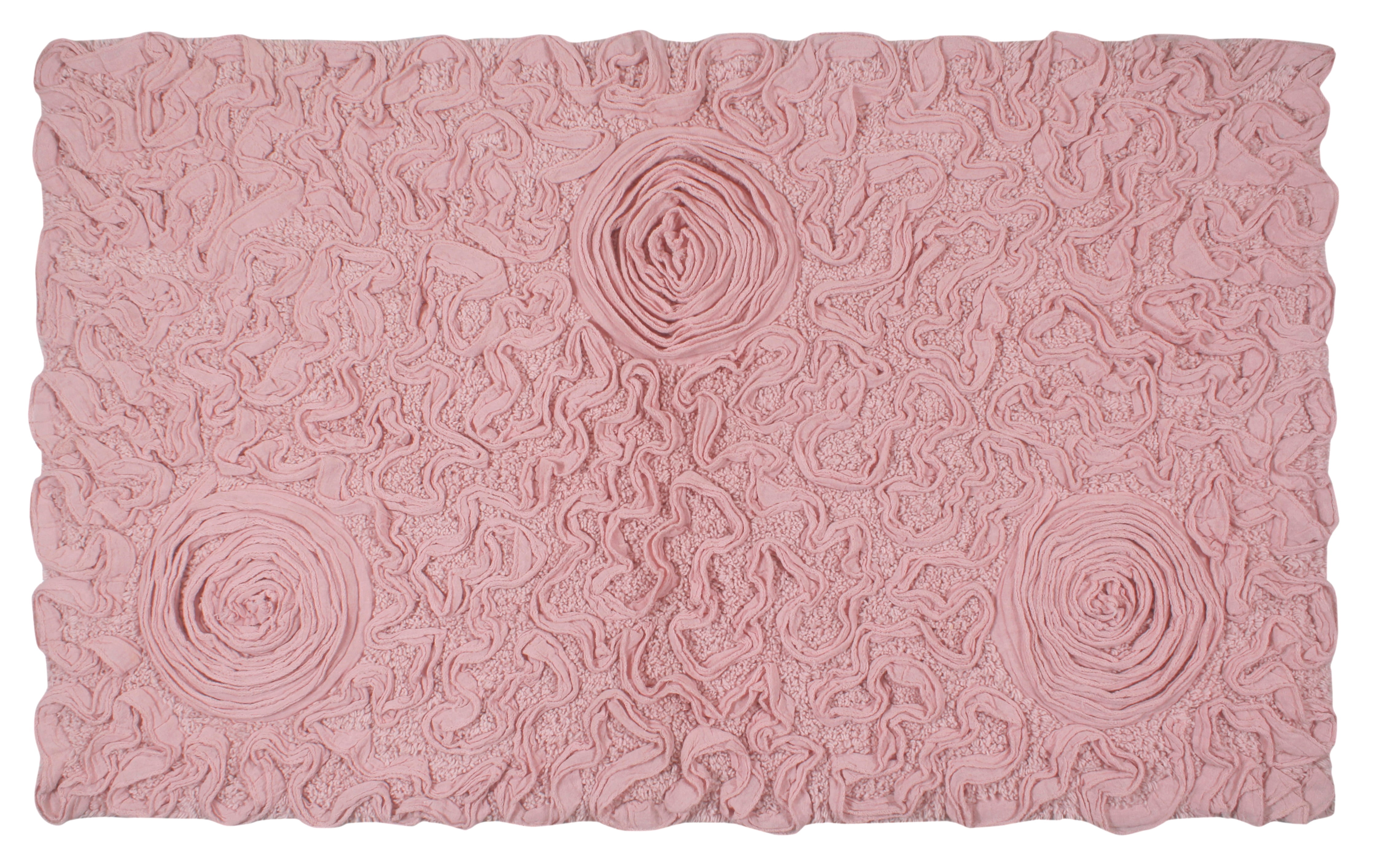 Home Weavers Bell Flower Collection Bathroom Rug 100% Cotton Tufted Bath Rugs, Soft Absorbent Bath Rugs, Non-Slip Bath Mats, Machine Washable, Bath Mats for Bathroom Floor, 24"x40" Rectangle, Pink