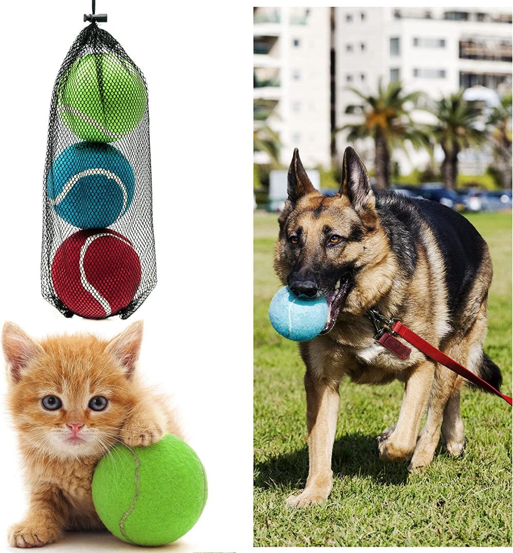 3 X 4 Rubber Dog Balls LARGE TENNIS BALL for Dogs Interactive Dog Toys