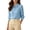 hgg062-Blue, variant on Women's Striped Button Down Shirt Summer Half Sleeve Puff Cuff Button Down Elegant Casual Office Top for Daily Business