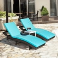 thumbnail image 1 of Costway Lot de 2 Chaises Longues Pliantes en Rotin pour Patio, Coussin Turquoise Réglable, 1 of 10