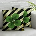 thumbnail image 3 of COMIO  Spring St Patricks Day Decorations Pillow Covers,Black Stripes Happy Clover Throw Pillow Covers,Shamrock Lucky Farmhouse Decorations Cushion Case for Home Couch Sofa, 3 of 5