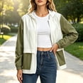 thumbnail image 3 of Waterproof Rain Jackets for Women Plus Size Lightweight Hooded Solid Long Sleeved Zipper Jacket Top Blouse Casual Pocket Coat, 3 of 6
