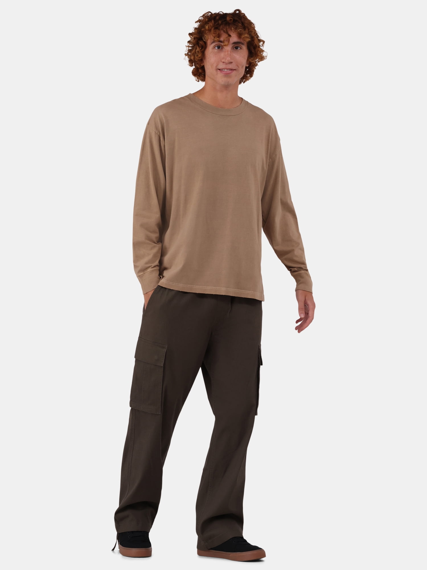 No Boundaries Men's & Big Men's Oversized Long Sleeve Tee Shirt, Sizes XS-5XL