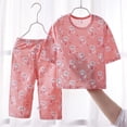 thumbnail image 4 of Odeerbi 1-14 Years Kids Girls Summer Cotton Pajamas Short Sleeve Tops Pants Set Soft Loungewear Cute Print Sleepwear Two-piece Pajama Sets Kids Girls Clothes, 4 of 5