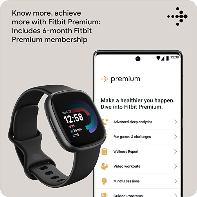 Open Box Fitbit Versa 4 Smartwatch with Fitbit Premium Heart Rate Monitor Black Walmart