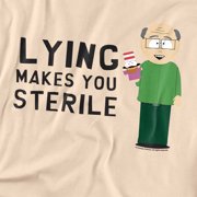 South Park Lying Makes You Sterile Unisex Adult T-Shirt, Cream, Medium