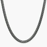925 Sterling Silver Black Rhodium Italian Solid Cuban Curb Link Chain 16'' 18'' 20'' 22'' 24'' 26'' 28'' 30'' 2.50MM Chain For Men, Black