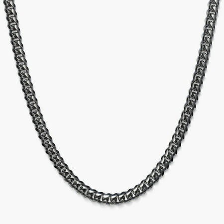 925 Sterling Silver Black Rhodium Italian Solid Cuban Curb Link Chain 16'' 18'' 20'' 22'' 24'' 26'' 28'' 30'' 2.50MM Chain For Men, Black