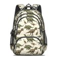 thumbnail image 2 of Dinosaur and Silhouette Off White Backpack for School, Cute School Bag with Adjustable Shoulder Straps and Padded Back, 16.9"x12.6"x5.9", 2 of 5
