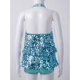 thumbnail image 7 of inlzdz Girls Shiny Sequins Dance Dress Leotard Sparkle Hip Hop Latin Jazz Dance Costume Dancewear Blue 16, 7 of 7