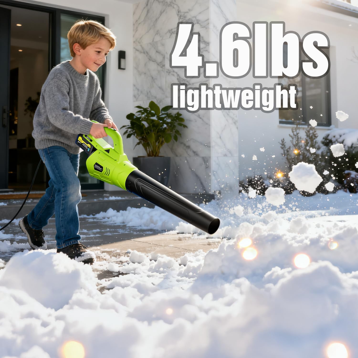 Leaf Blower Cordless, 21V Powerful Electric Leaf Blower with 2 * 4.0Ah Batteries & Fast Charger, 2-Speed Power Settings, Battery Powered Blowers for Lawn Care, Yard, Lawn, Patio, Dust, Blows Leaves