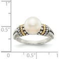 thumbnail image 4 of 14K/Silver Two-Tone Sterling Silver With 14K 8mm Fw Cultured Pearl Ring (Size 6) Made In Thailand qtc207-6, 4 of 5